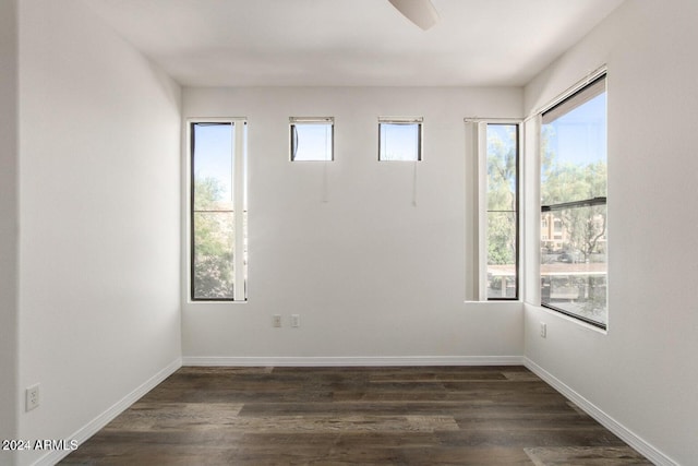 spare room featuring dark hardwood / wood-style floors and a healthy amount of sunlight