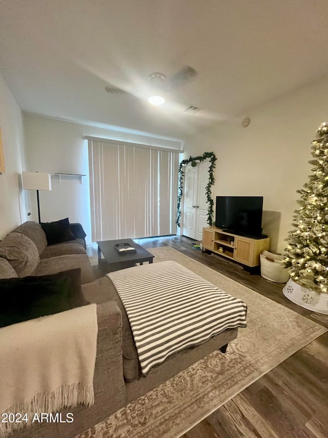 bedroom with hardwood / wood-style floors