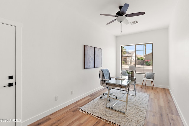 81 E Smoke Tree Rd, Gilbert, AZ 85296 - office featuring light wood-style flooring and a ceiling fan