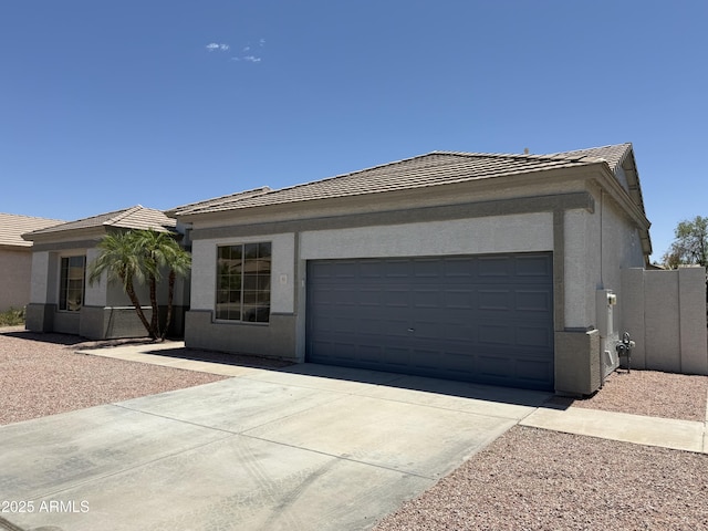 81 E Smoke Tree Rd, Gilbert, AZ 85296 - ranch-style home featuring stucco siding, a tiled roof, a garage, and driveway