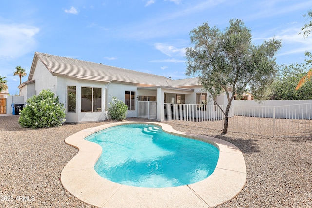 81 E Smoke Tree Rd, Gilbert, AZ 85296 - view of pool featuring a fenced backyard and a patio