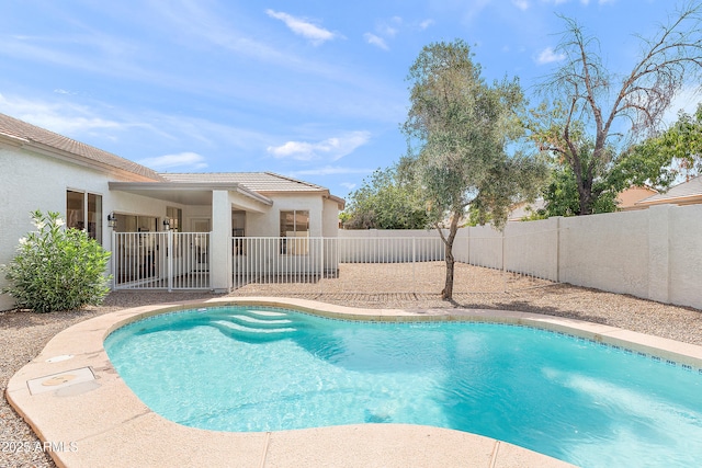 81 E Smoke Tree Rd, Gilbert, AZ 85296 - view of pool featuring a fenced backyard and a patio