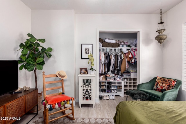 bedroom featuring a closet and wood finished floors