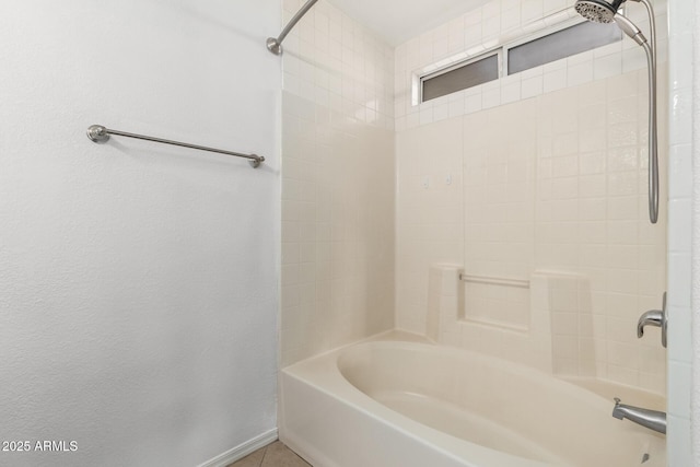 bathroom with bathtub / shower combination and tile patterned floors