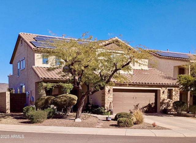 view of front of house with solar panels