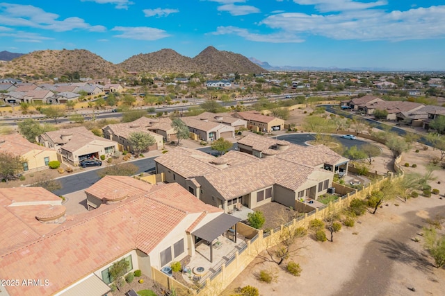 bird's eye view with a mountain view and a residential view