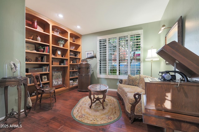 living area with dark wood-type flooring