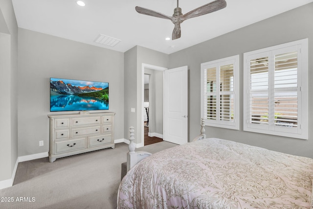 11233 N Blakely St, Surprise, AZ 85388 - carpeted bedroom featuring baseboards, recessed lighting, and ceiling fan