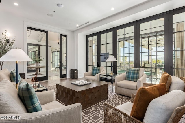 11233 N Blakely St, Surprise, AZ 85388 - living area featuring recessed lighting, wood finished floors, and floor to ceiling windows