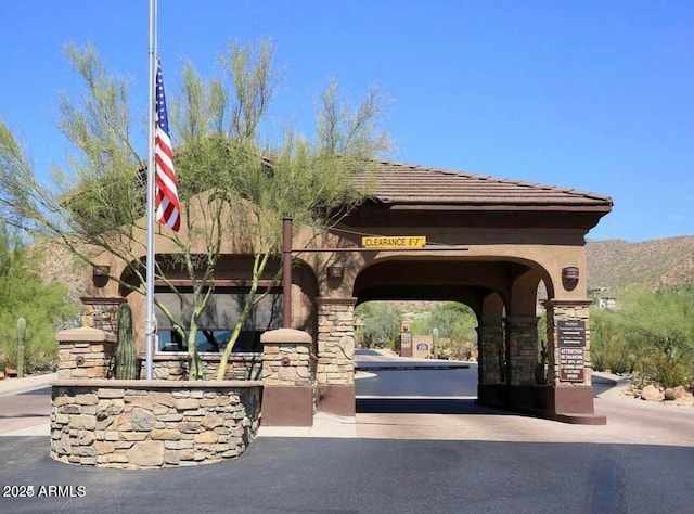view of community featuring a mountain view