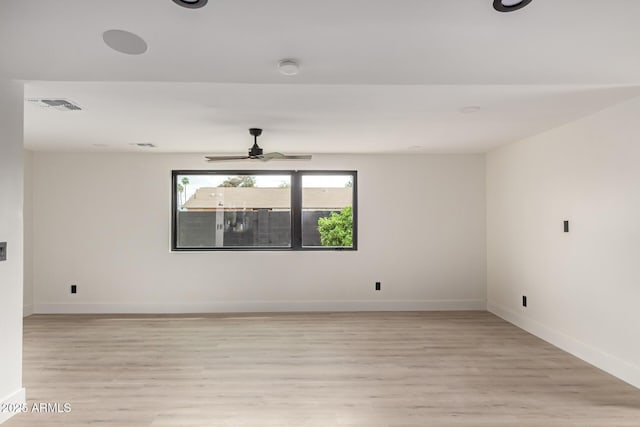4019 E Surrey Ave, Phoenix, AZ 85032 - empty room featuring light wood-style floors, baseboards, a ceiling fan, and visible vents