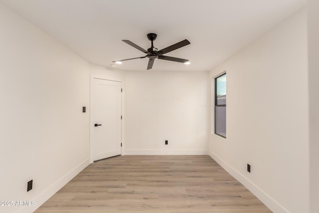 4019 E Surrey Ave, Phoenix, AZ 85032 - empty room featuring light wood-style floors, baseboards, a ceiling fan, and recessed lighting