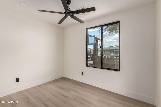 4019 E Surrey Ave, Phoenix, AZ 85032 - spare room featuring light wood-style floors, baseboards, and a ceiling fan