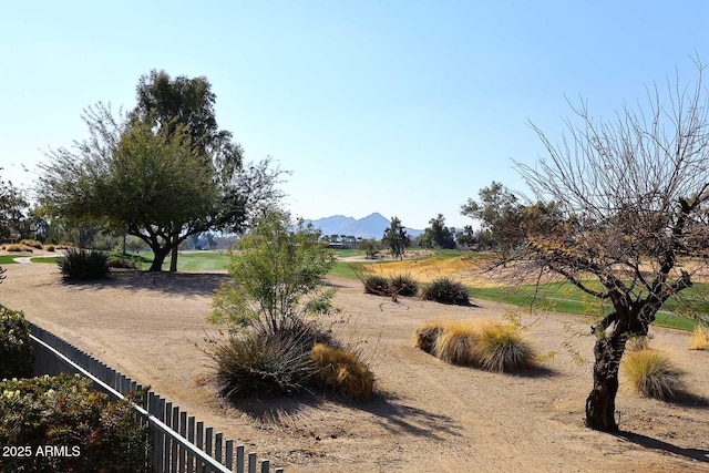 view of yard featuring a mountain view