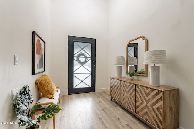 entryway with light hardwood / wood-style flooring