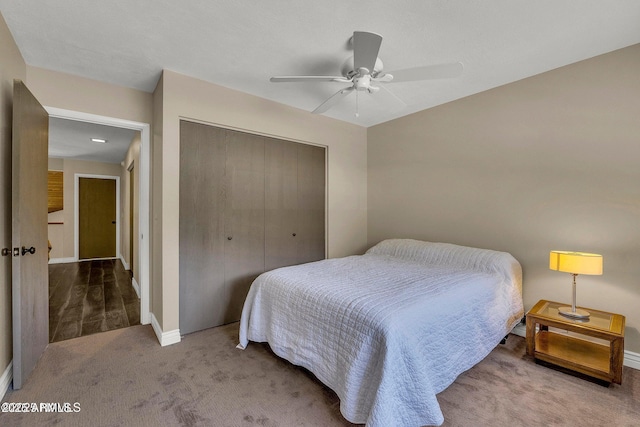 2800 N Saddleback Way Unit 2, Flagstaff, AZ 86004 - carpeted bedroom with baseboards, ceiling fan, and a closet