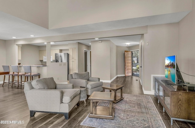 2800 N Saddleback Way Unit 2, Flagstaff, AZ 86004 - living area with recessed lighting, dark wood-style flooring, and baseboards