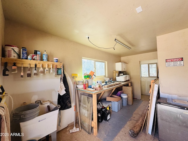 interior space with concrete floors