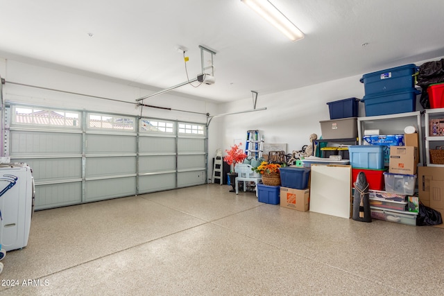 garage with a garage door opener