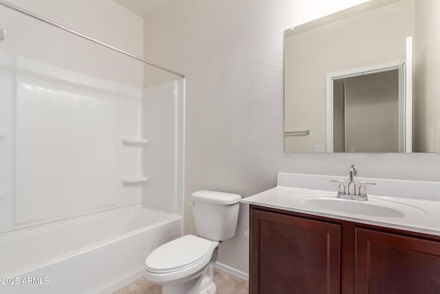 full bathroom featuring toilet, vanity, and shower / bathtub combination