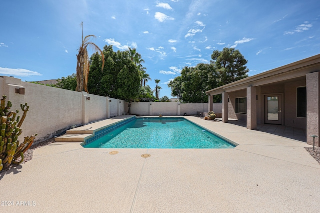 view of swimming pool with a patio