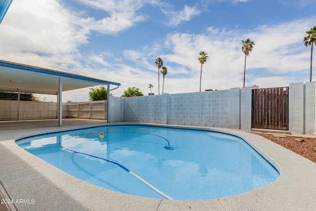 view of pool featuring a fenced backyard and a fenced in pool