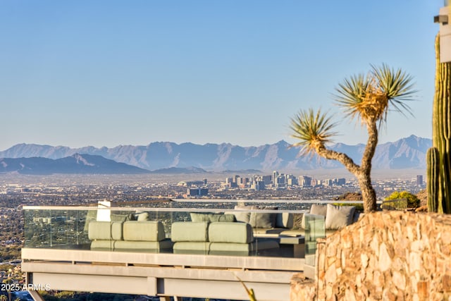 mountain view featuring a city view