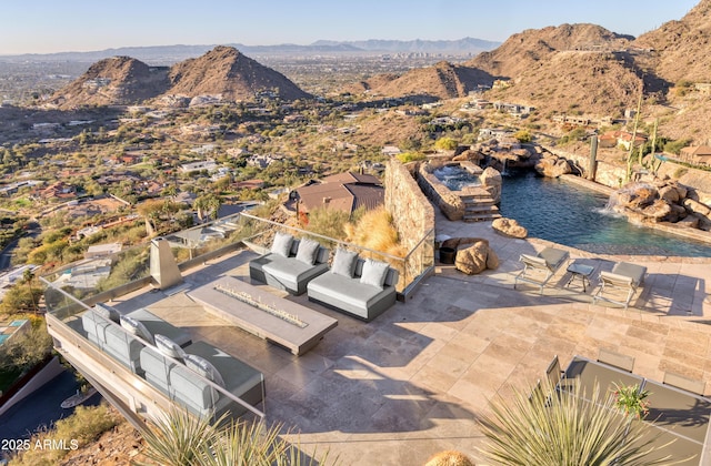 aerial view with a mountain view