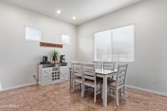 dining room with light tile patterned floors