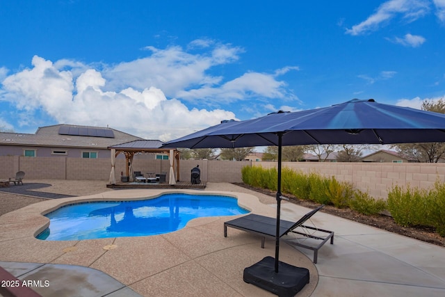 view of pool with a gazebo and a patio area