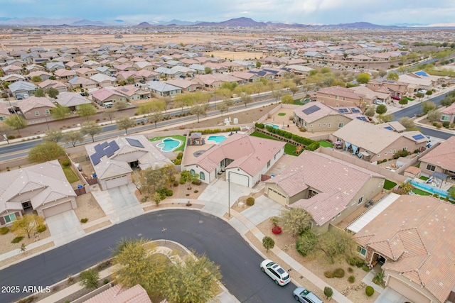 aerial view with a mountain view