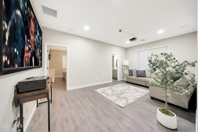 living room with light wood-type flooring