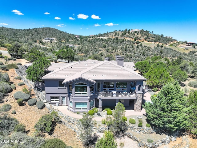 aerial view with a mountain view