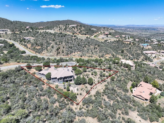 birds eye view of property featuring a mountain view