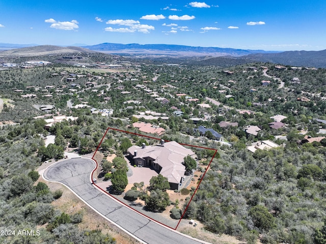 aerial view with a mountain view