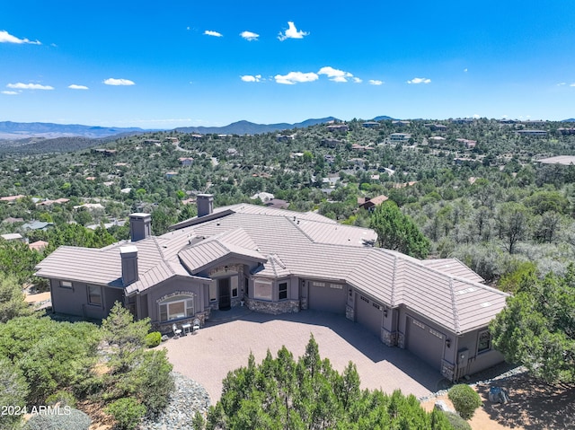 aerial view with a mountain view