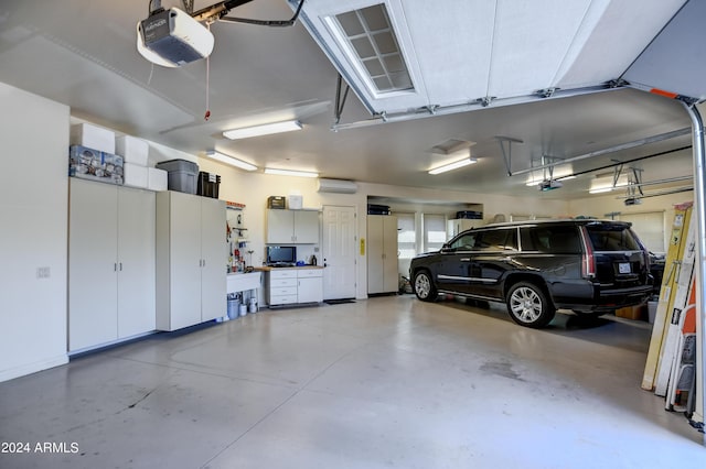 garage with a garage door opener