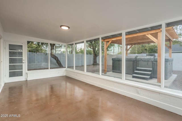 view of unfurnished sunroom