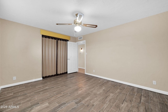 unfurnished bedroom with ceiling fan