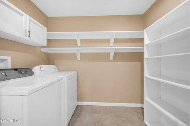 laundry room featuring washing machine and dryer and cabinets