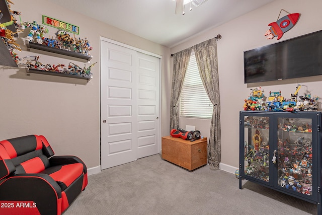 5012 S Girard St, Gilbert, AZ 85298 - sitting room featuring ceiling fan, baseboards, and carpet floors