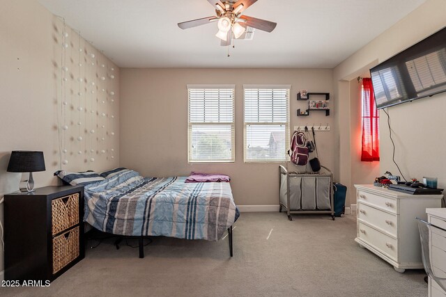 5012 S Girard St, Gilbert, AZ 85298 - bedroom with light carpet, baseboards, and ceiling fan