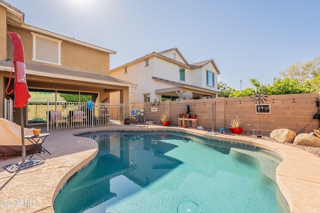5012 S Girard St, Gilbert, AZ 85298 - view of pool with a fenced backyard, a fenced in pool, and a patio area