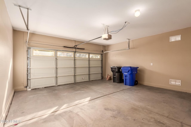 garage with a garage door opener