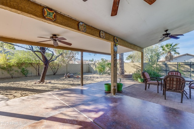 view of patio with ceiling fan