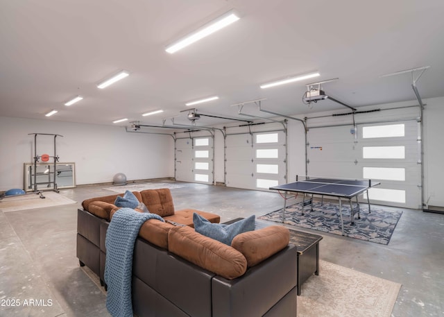 garage with a garage door opener