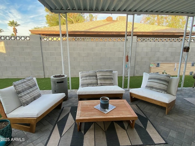 view of patio with an outdoor hangout area