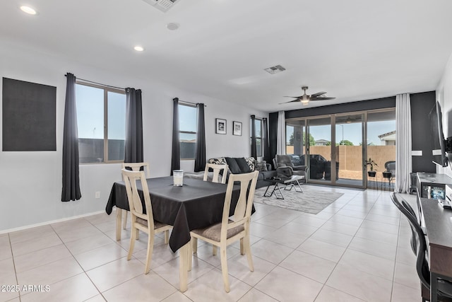 1005 W Lincoln Ave, Coolidge, AZ 85128 - dining room with ceiling fan, light tile patterned floors, and recessed lighting