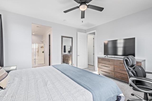 1005 W Lincoln Ave, Coolidge, AZ 85128 - bedroom with an office area, ceiling fan, and connected bathroom