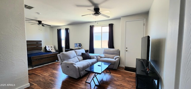 1005 W Lincoln Ave, Coolidge, AZ 85128 - living room featuring ceiling fan and wood finished floors